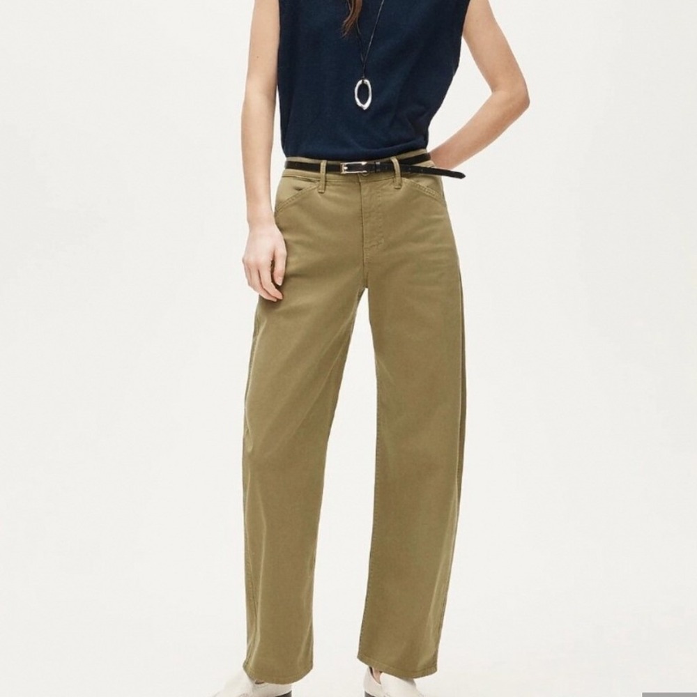 JCrew Womens High Rise Wide Leg Chino Pants Olive Brown Stretch Twill Size 31 T